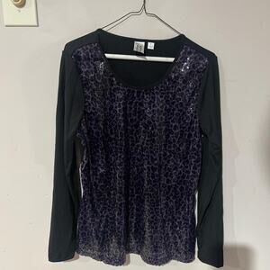 Black and purple sequin top